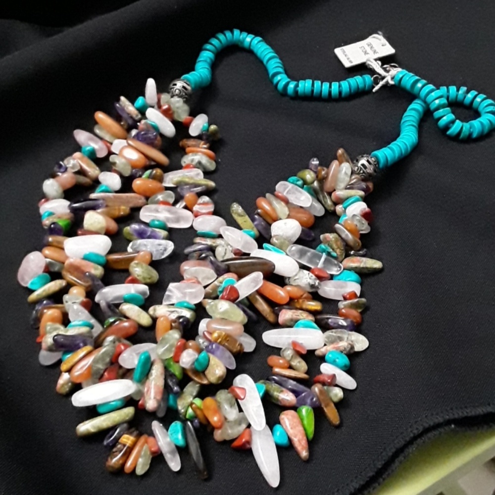 GENUINE STONE STATEMENT NECKLACE